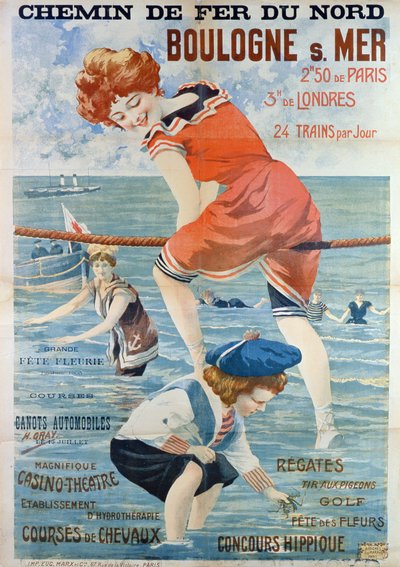 Póster publicitario del balneario de Boulogne sur Mer, 1905 de Henri Gray